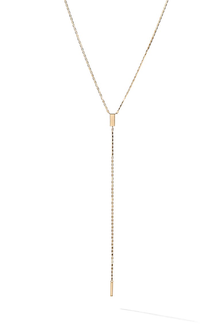 Petite Malibu 14K Gold Tag Lariat Necklace, Main, color, YELLOW GOLD