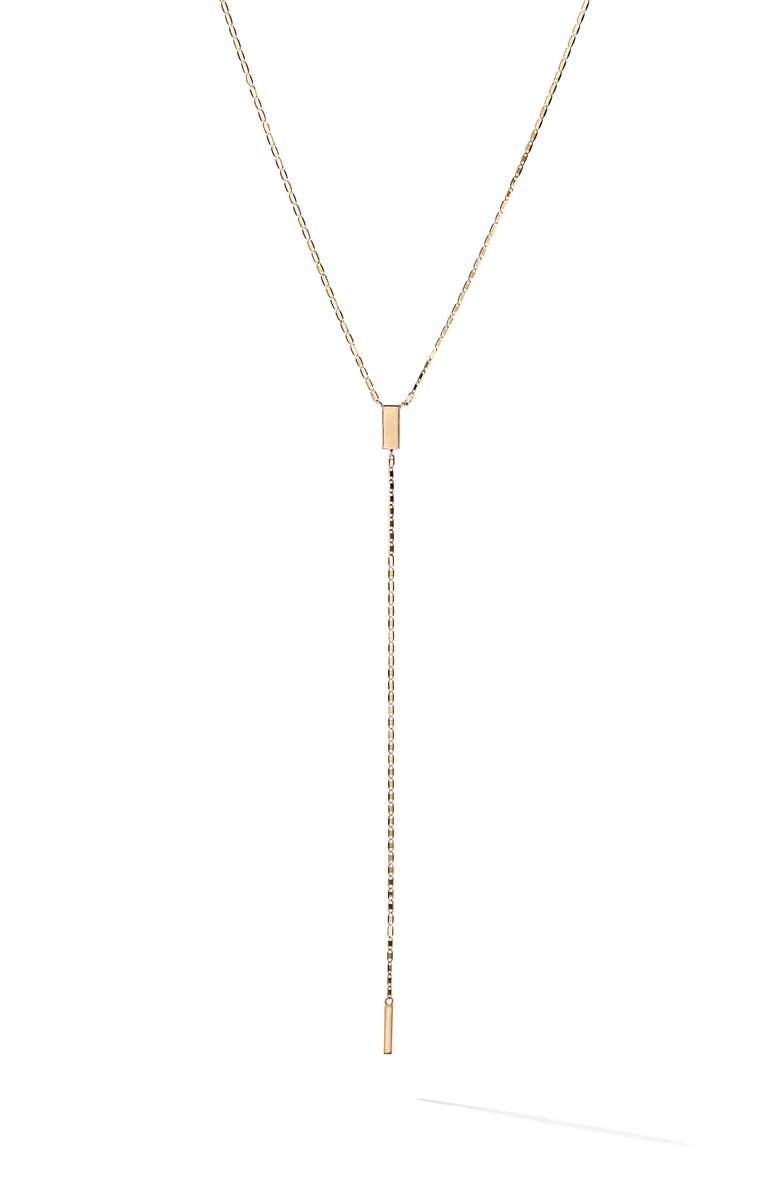 LANA Petite Malibu 14K Gold Tag Lariat Necklace, Main, color, Yellow Gold