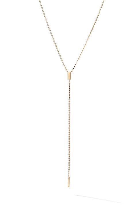 Petite Malibu 14K Gold Tag Lariat Necklace