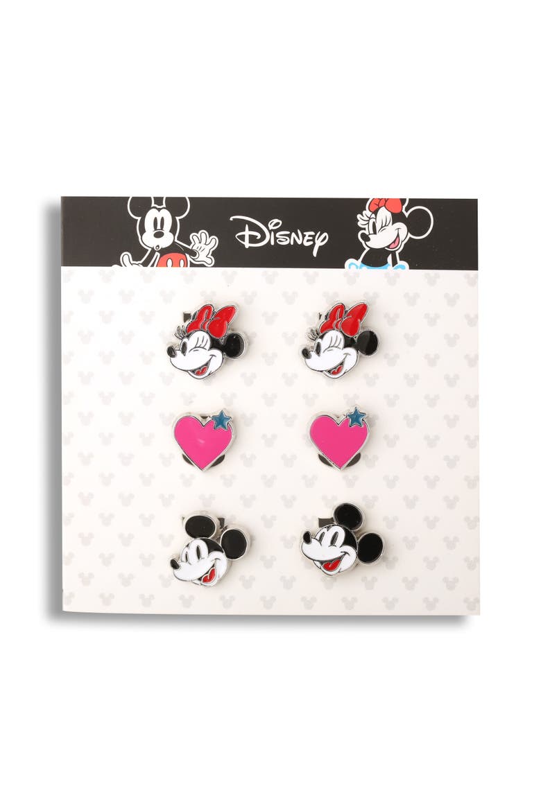 Minnie and Mickey Mouse Clip On Earrings, 3-Pack, Alternate, color, Multicolor