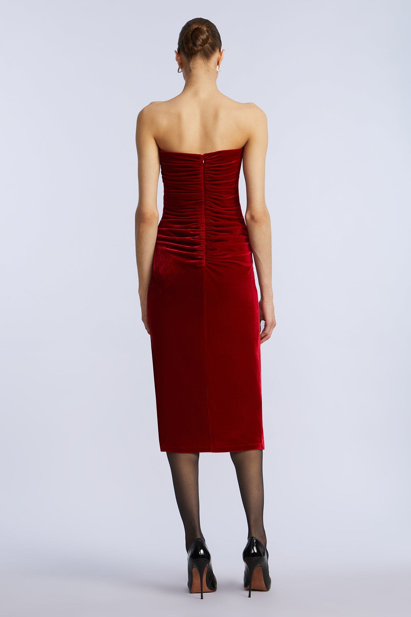 Strapless Velvet Ruffle Dress - image 2
