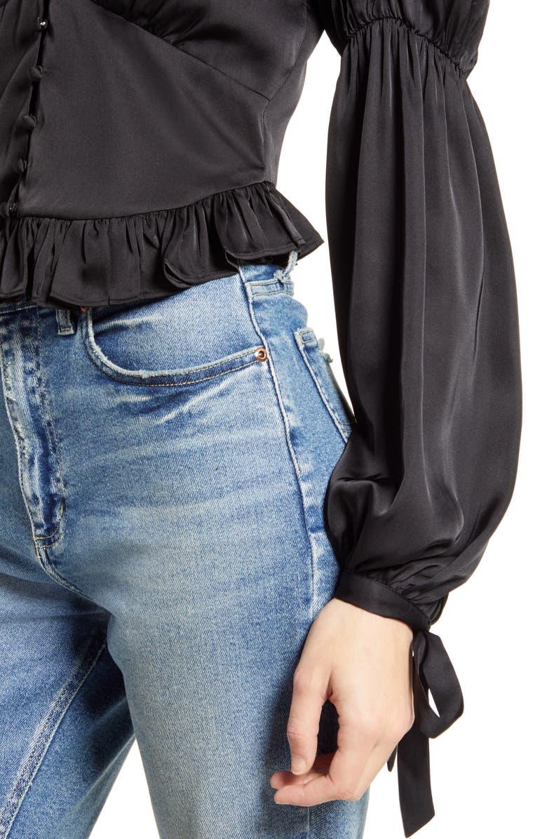 WAYF Amena Ruffle Satin Blouse, Alternate, color, 