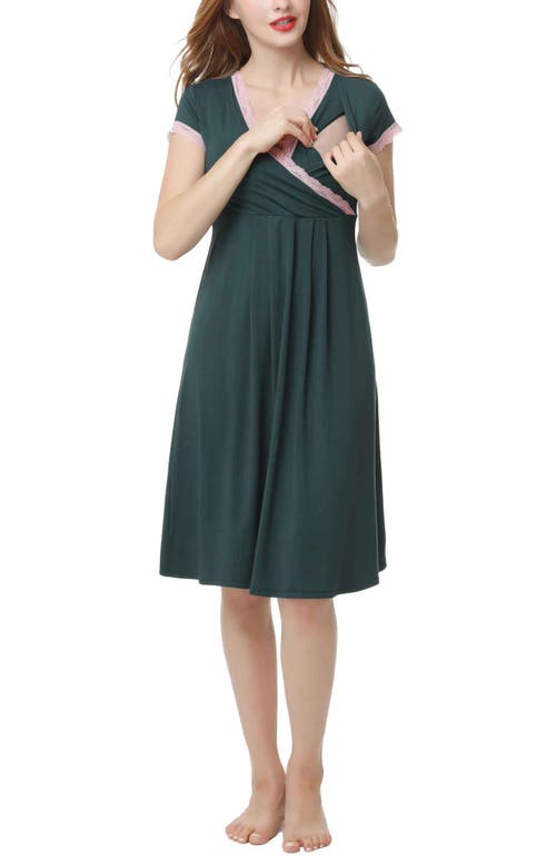 Kimi & Kai Jenny Maternity/nursing Nightgown In Forest Green