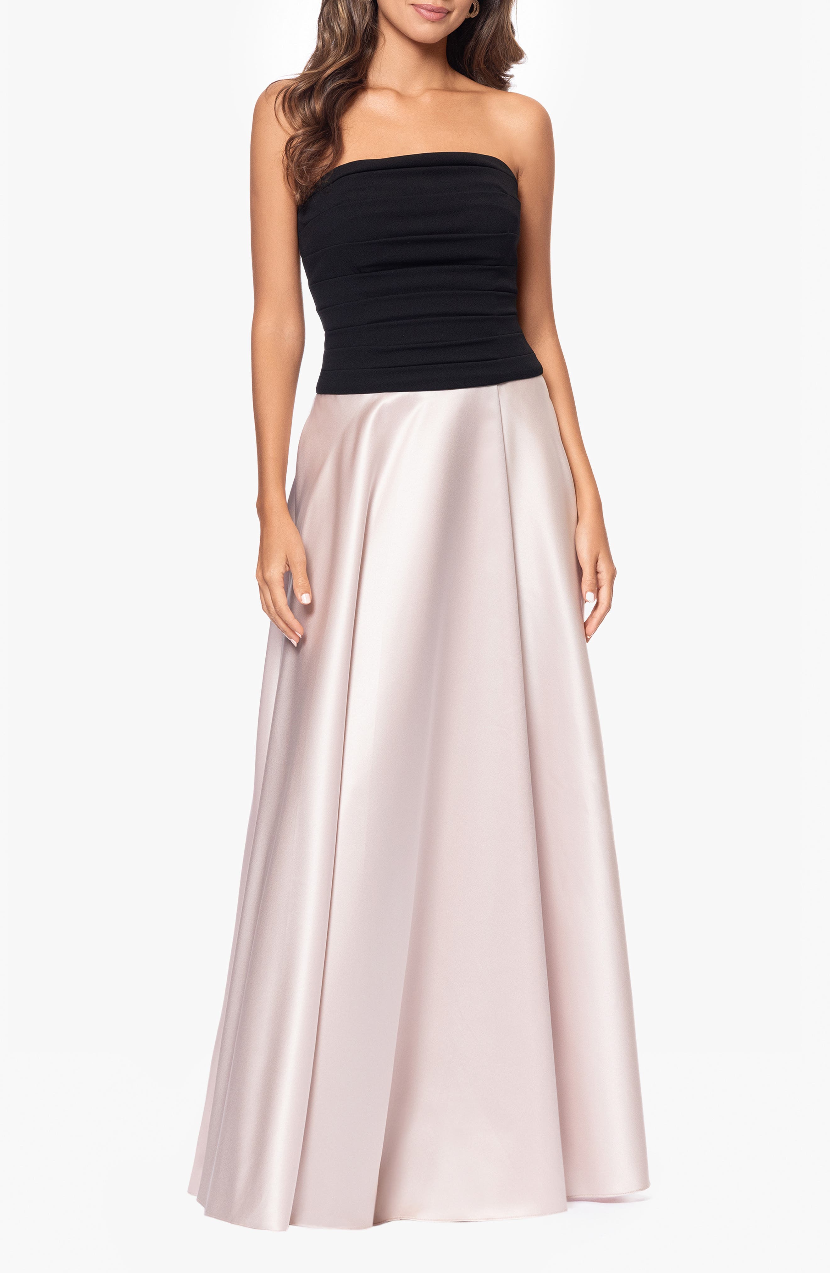 Mixed Media Strapless Ball Gown