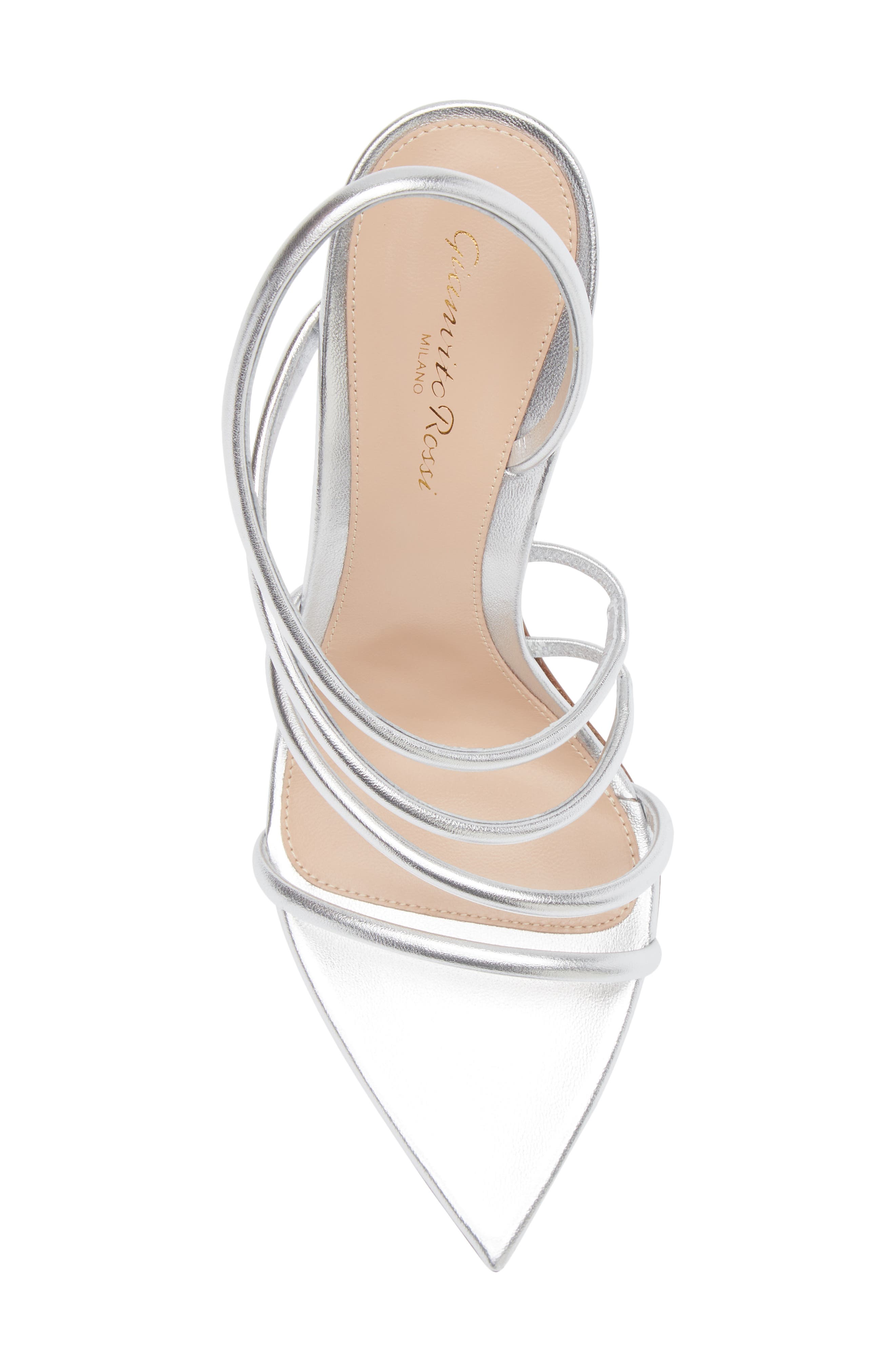 Ettie Pointed Toe Slingback Sandal, Alternate, color, SILVER