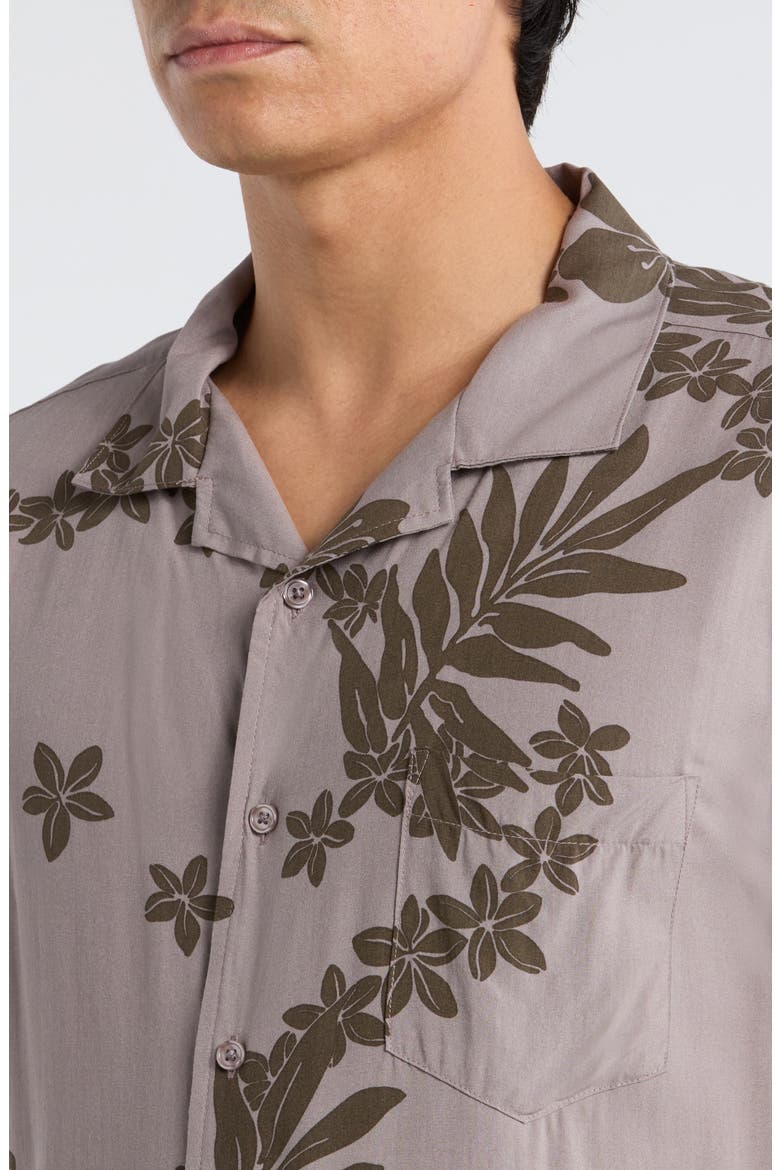 Floral Camp Shirt, Alternate, color, ZINC
