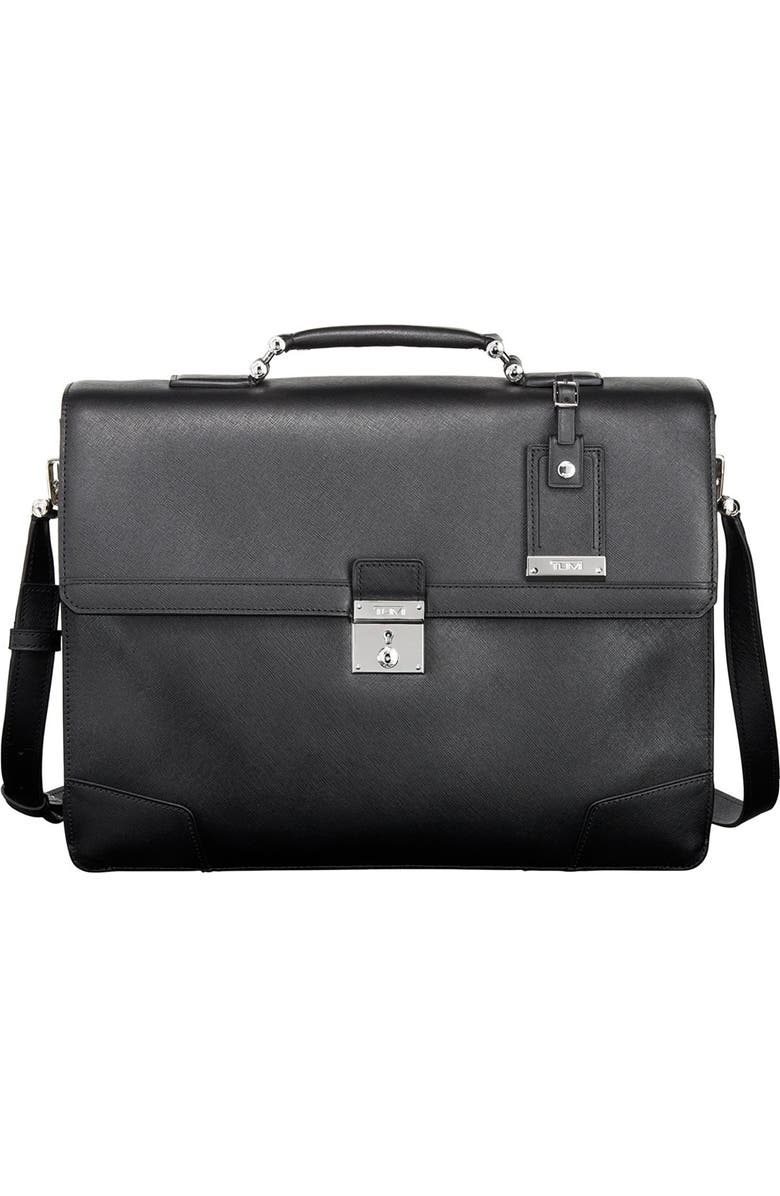 TUMI 'Astor Dorilton - Slim Flap' Embossed Leather Briefcase, Main, color,