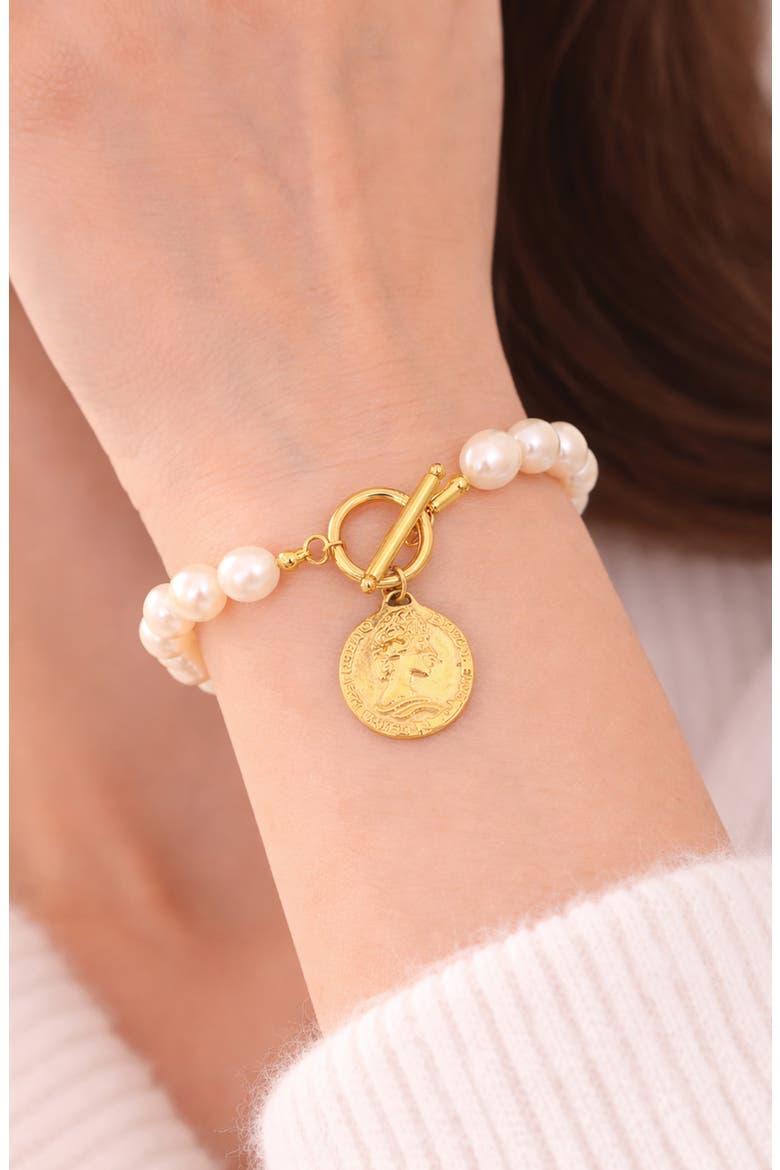Pearl Coin Bracelet, Alternate, color, GOLD