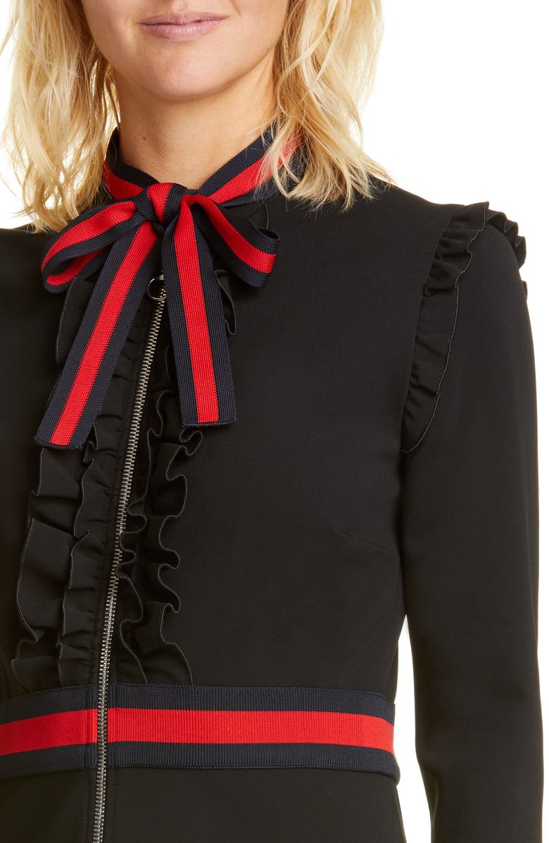 Gucci Ruffle Tie Neck Dress, Alternate, color, 