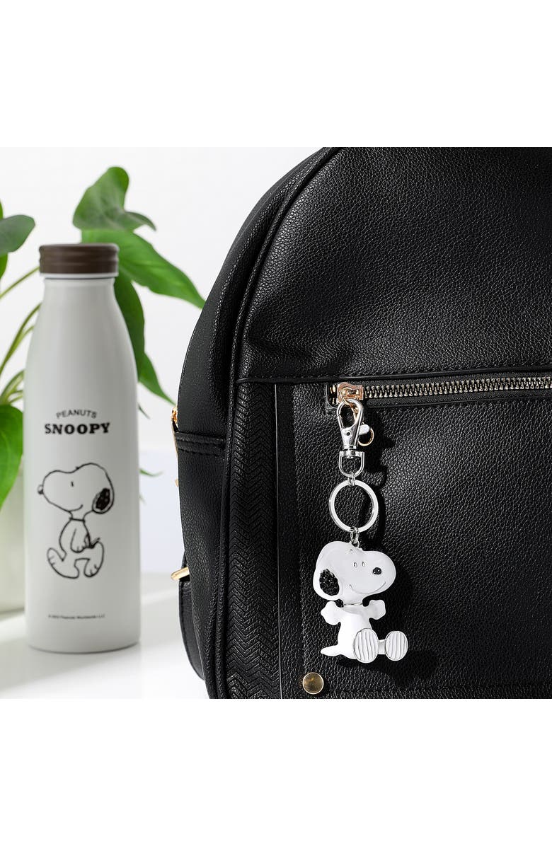 PEANUTS Snoopy Keychain, Silver-Tone Enamel Bag Charm, Alternate, color, White, Silver Tone