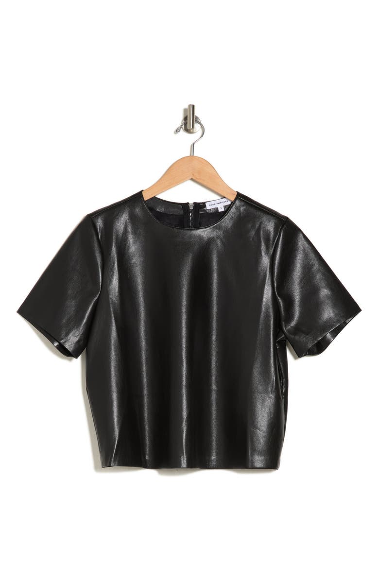 Good American Faux Leather T-Shirt, Alternate, color, 