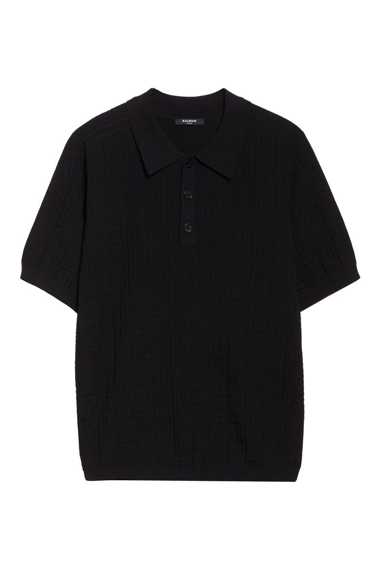 Monogarm Jacqurd Polo Sweater, Alternate, color, 0PA BLACK