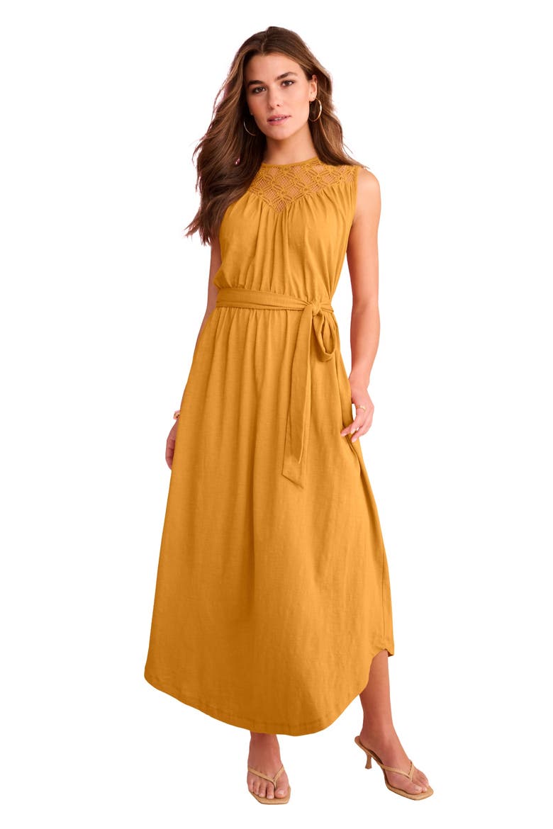 Plus Size Lace Yoke Sleeveless Maxi Dress, Main, color, RICH GOLD