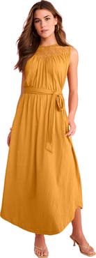 Roaman's Plus Size Lace Yoke Sleeveless Maxi Dress