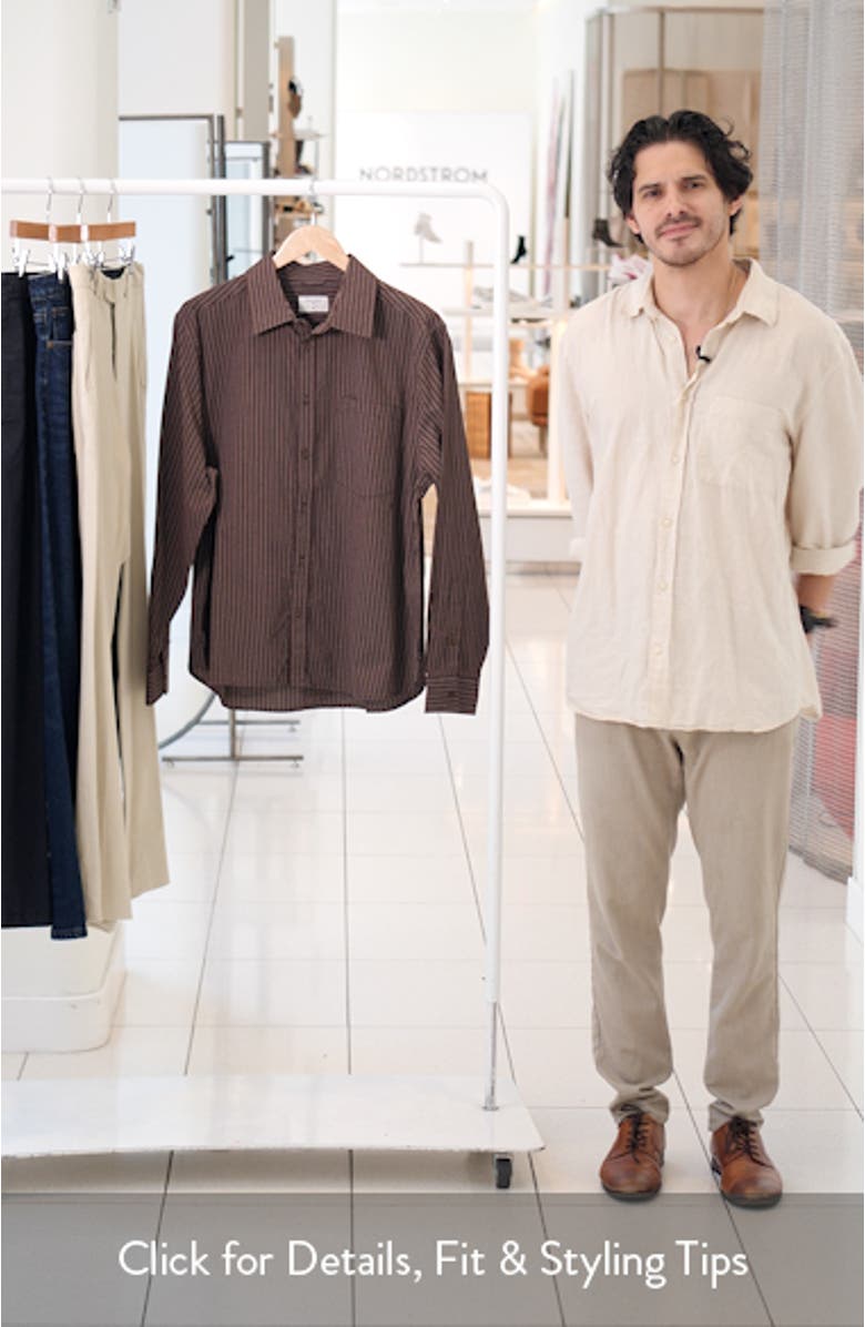 Clancy Stripe Cotton Button-Up Shirt, sales video thumbnail