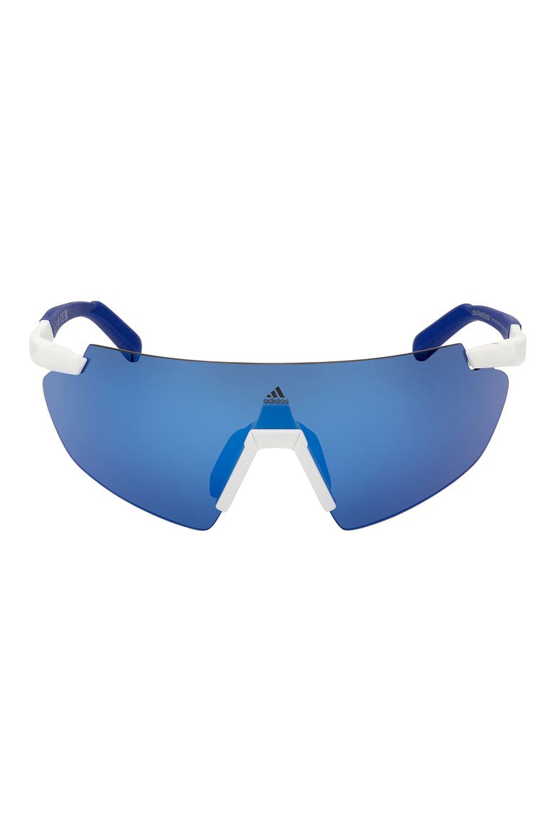00mm Shield Sunglasses, Main, color, WHITE / BLUE MIRROR