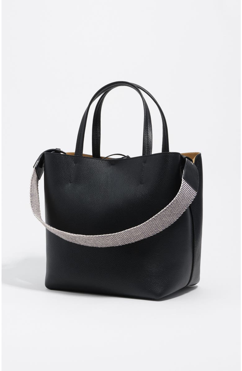 Bimba y Lola Leather Shoulder Bag, Alternate, color, Black