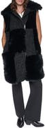 DKNY Patch Mix Faux Fur Long Vest