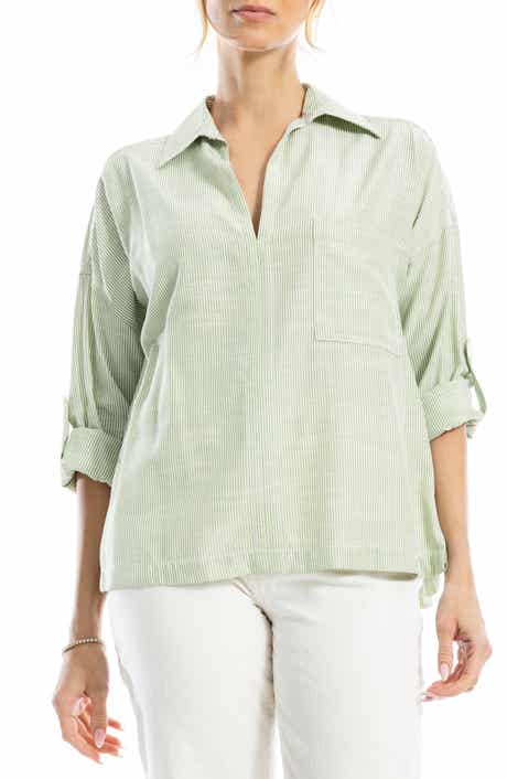 MAX STUDIO Stripe Collared Top