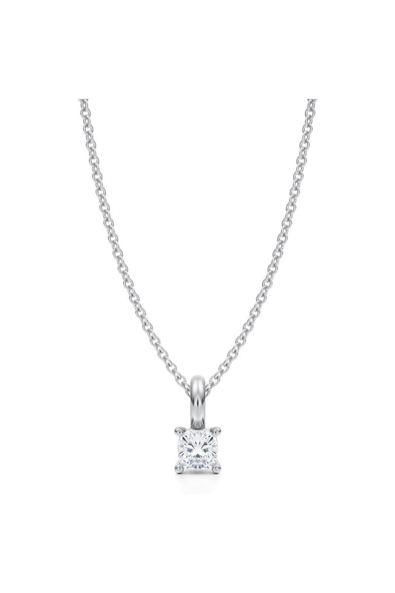 Cushion Solitaire Lab Diamond Pendant Necklace 14K 0.33ct, Main, color, White Gold