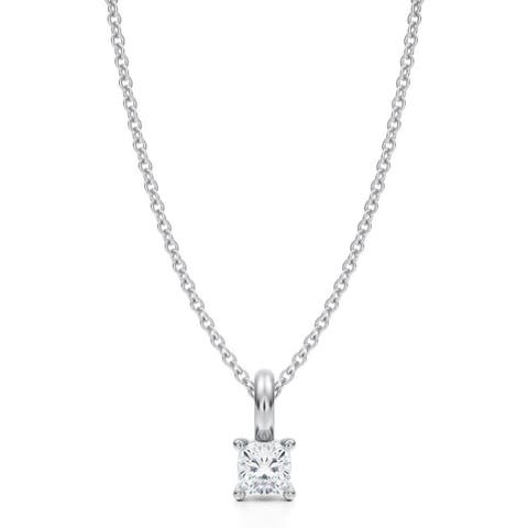 Cushion Solitaire Lab Diamond Pendant Necklace 14K 0.33ct
