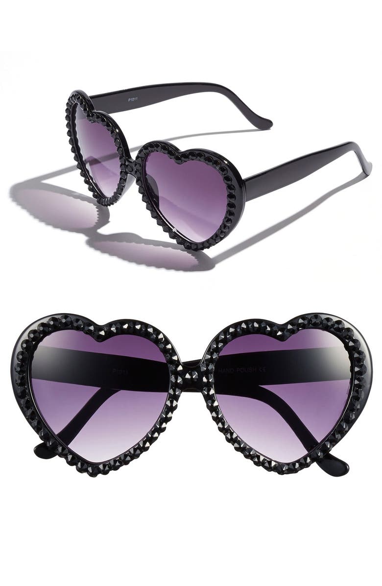 Gasoline Glamour 'Lolita' 62mm Heart Shaped Sunglasses, Alternate, color,