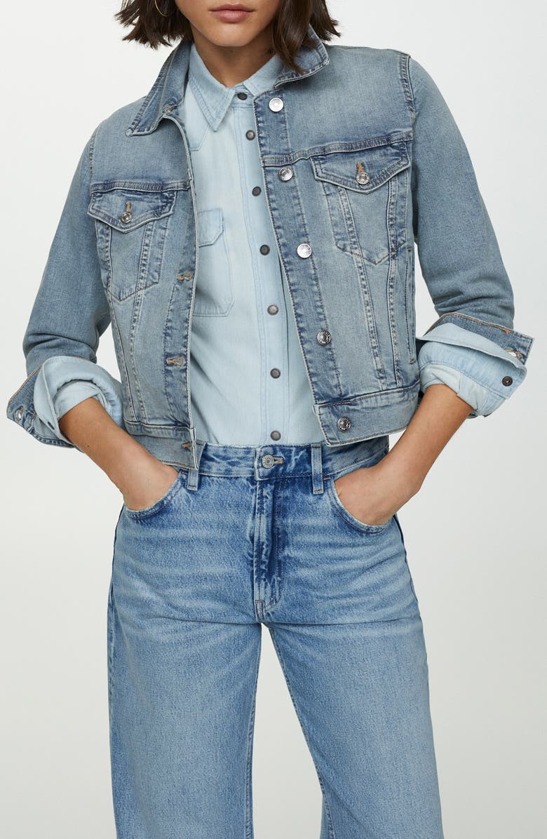 MANGO Crop Denim Jacket, Main, color, 