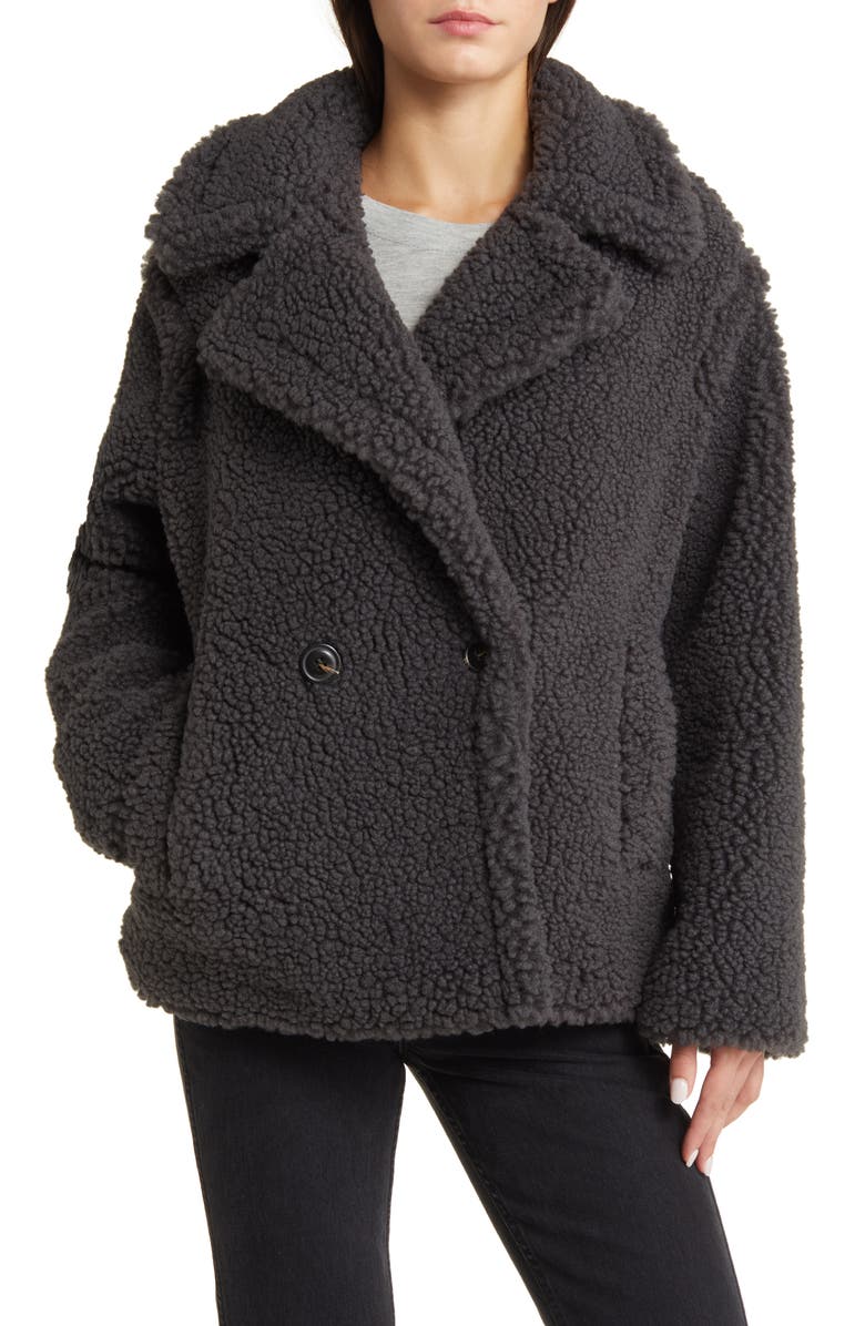 UGG<sup>®</sup> Gertrude Teddy Faux Shearling Coat, Main, color, Ink