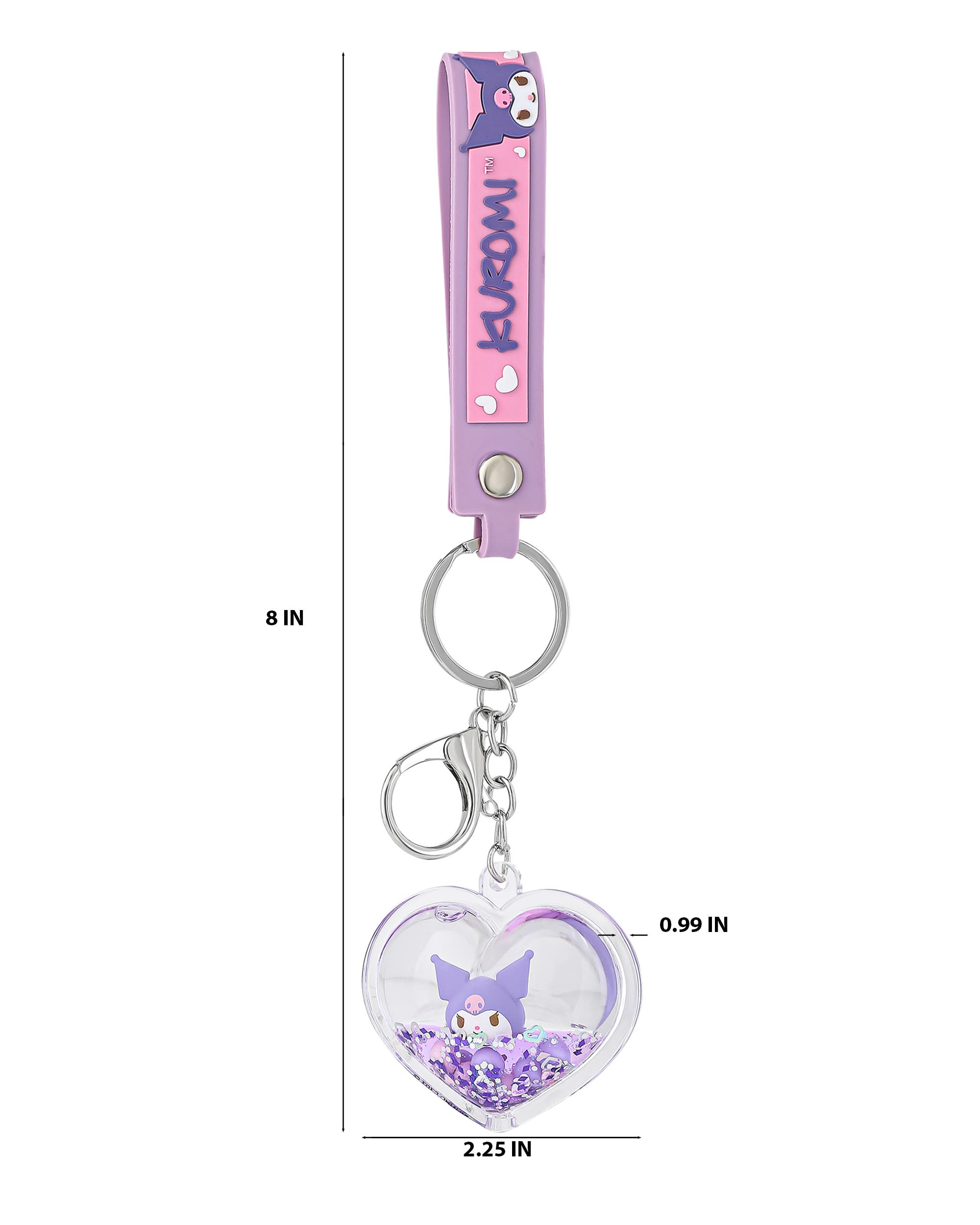 Hello Kitty Kuromi Purple Heart Liquid Keychain, Alternate, color, Purple