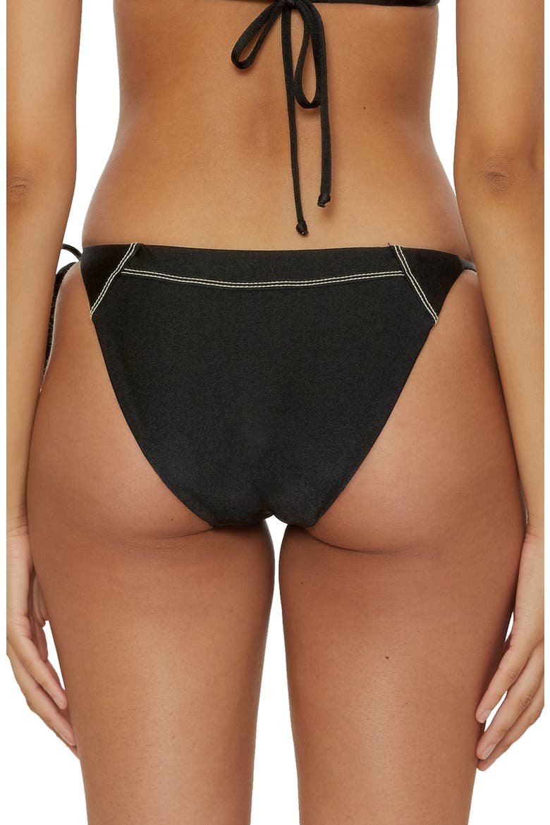 Color Sheen Side Tie Bikini Bottoms, Alternate, color, BLACK