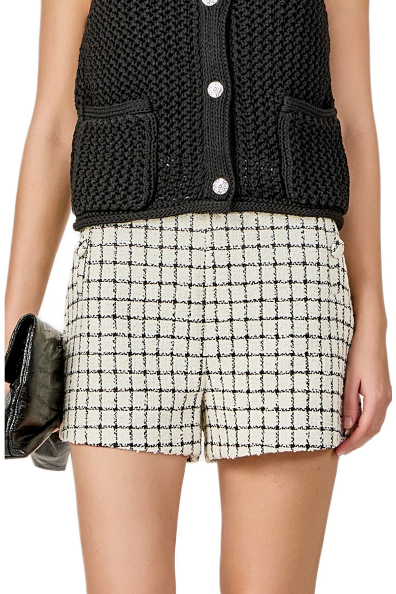 Bouclé Tweed High Waist Shorts, Alternate, color, IVORY/ BLACK