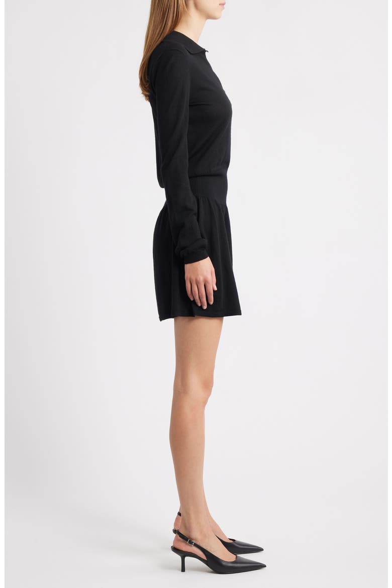 The Smart Polo Long Sleeve Merino Wool Sweater Dress, Alternate, color, BLACK