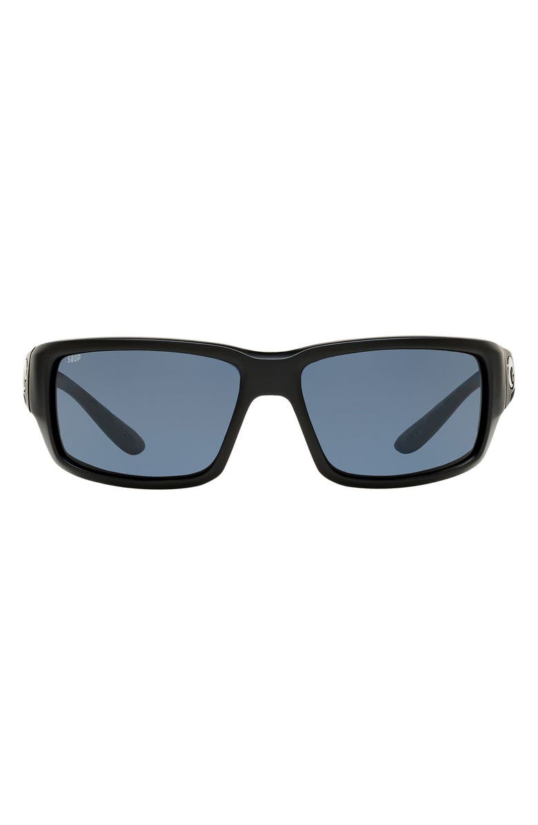Costa Del Mar 59mm Polarized Rectangular Sunglasses, Main, color, Matte Black