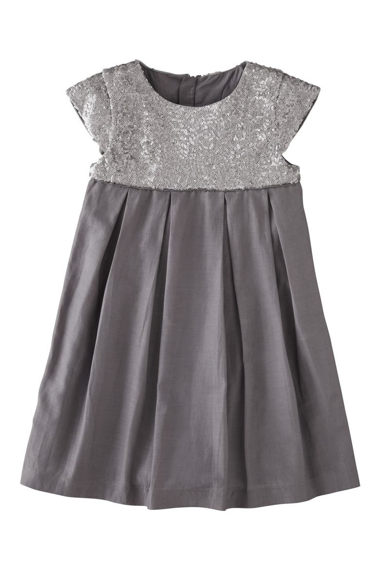 Cap Sleeve Sequin Cotton & Silk Dress, Main, color, MID GREY