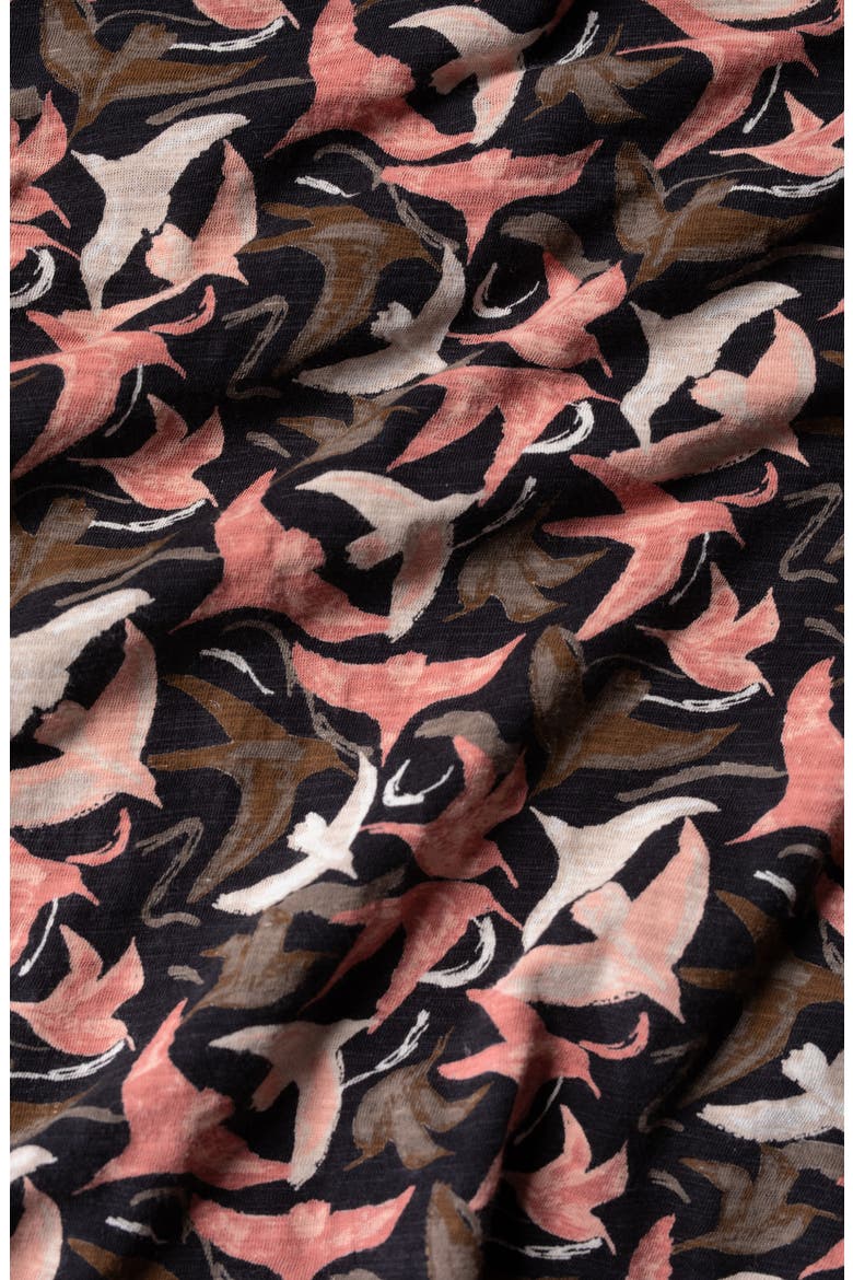 Wavecrest Print Organic Cotton Top, Alternate, color, SWOOPING BIRDS MIX