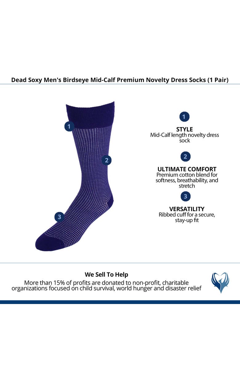 Dead Soxy Men's Birdseye Mid-Calf Premium Novelty Dress Socks, Alternate, color, 