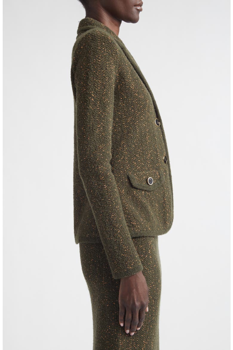 Cotton & Wool Blend Tweed Sweater Jacket, Alternate, color, OLIVE TWEED MULTI