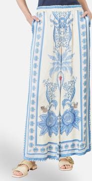 Yumi Satin Print Placement Relaxed Trousers