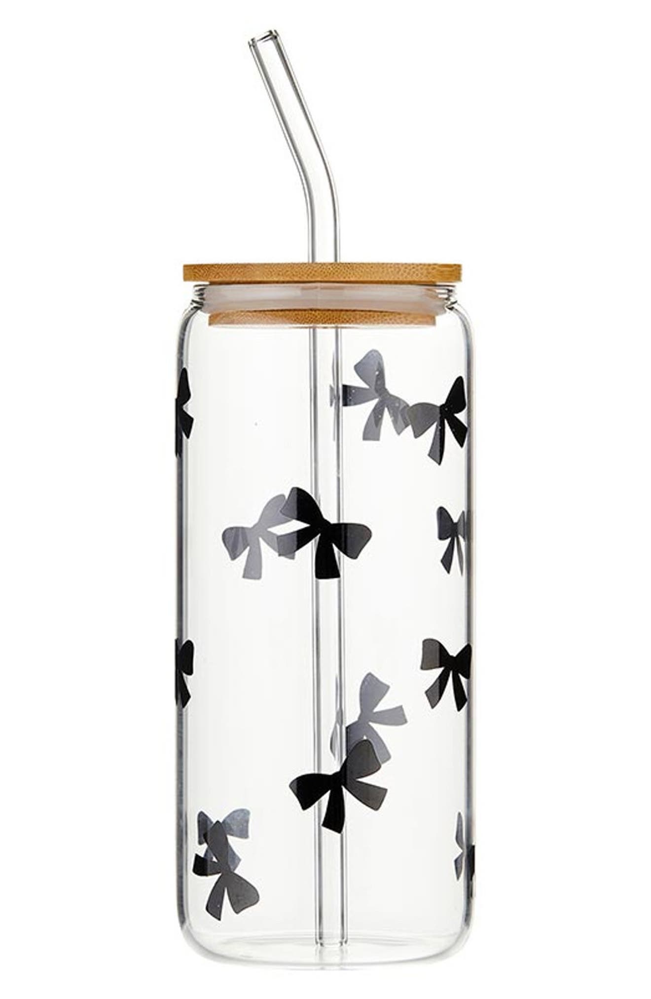 Bow Glass Tumbler with Bamboo Lid