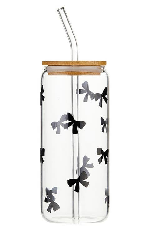 Bow Glass Tumbler with Bamboo Lid