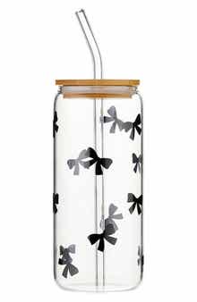 Bow Glass Tumbler with Bamboo Lid