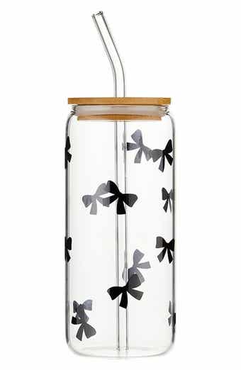 Bow Glass Tumbler with Bamboo Lid