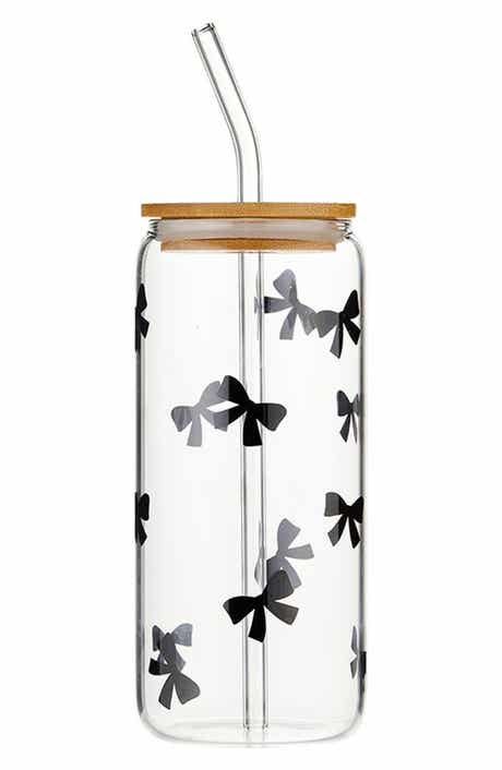 Bow Glass Tumbler with Bamboo Lid