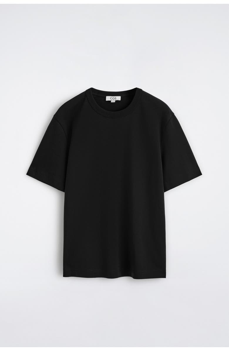 COS Interlock Cotton Crew-Neck T-Shirt, Alternate, color, Black