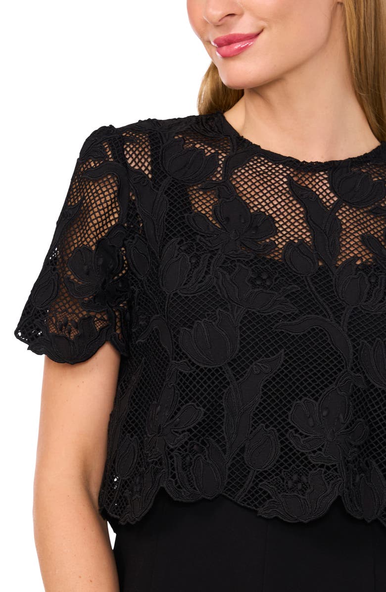 Ted Baker Lace Overlay Crepe Minidress, Alternate, color, 