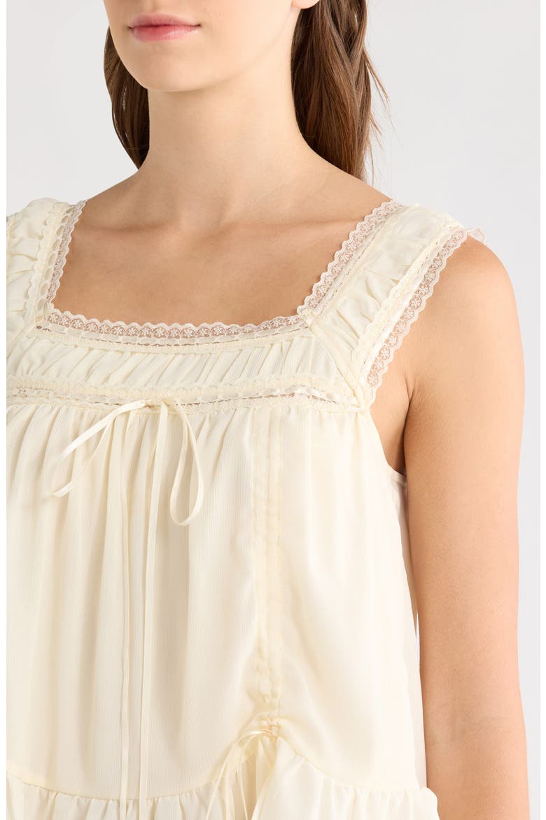 Elusia Lace Trim Ruched Top, Alternate, color, CREAM