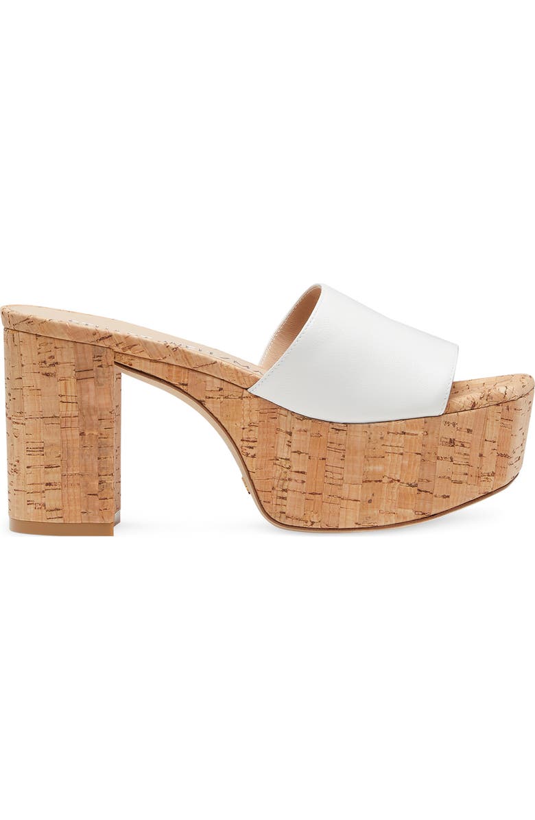 Stuart Weitzman Squarehigh Platform 95 Slide Sandal, Alternate, color, White.