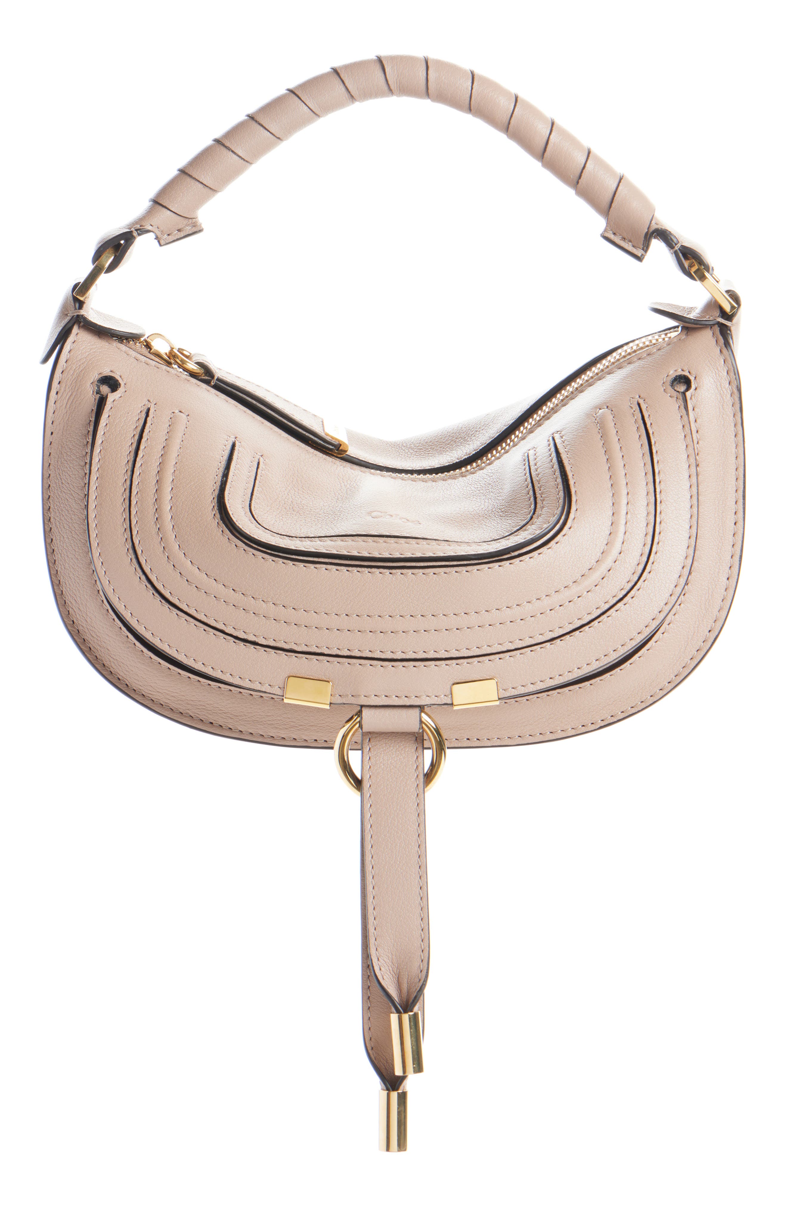 Chloé Mini Marcie Leather Camera Shoulder Bag, Main, color, Woodsmoke