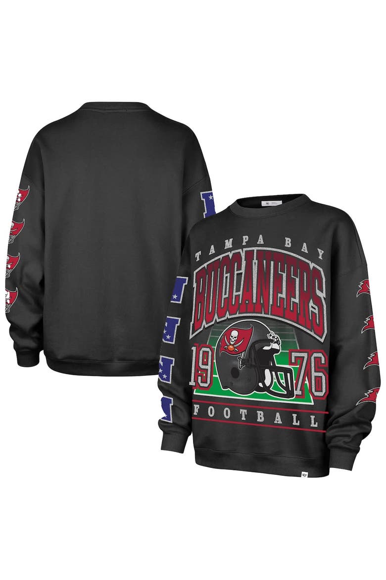 Women's '47  Charcoal Tampa Bay Buccaneers Go Big Oversized Pullover Sweatshirt, Alternate, color, Charcoal