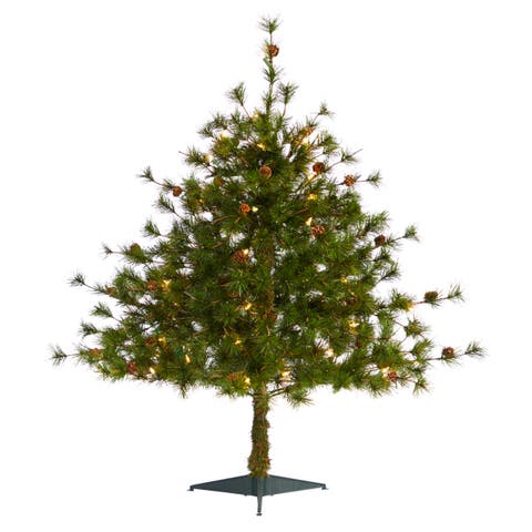 3-ft Colorado Mountain Pine Artificial Christmas Tree with 50 Clear Lights, 171 Bendable Branches and Pine Cones